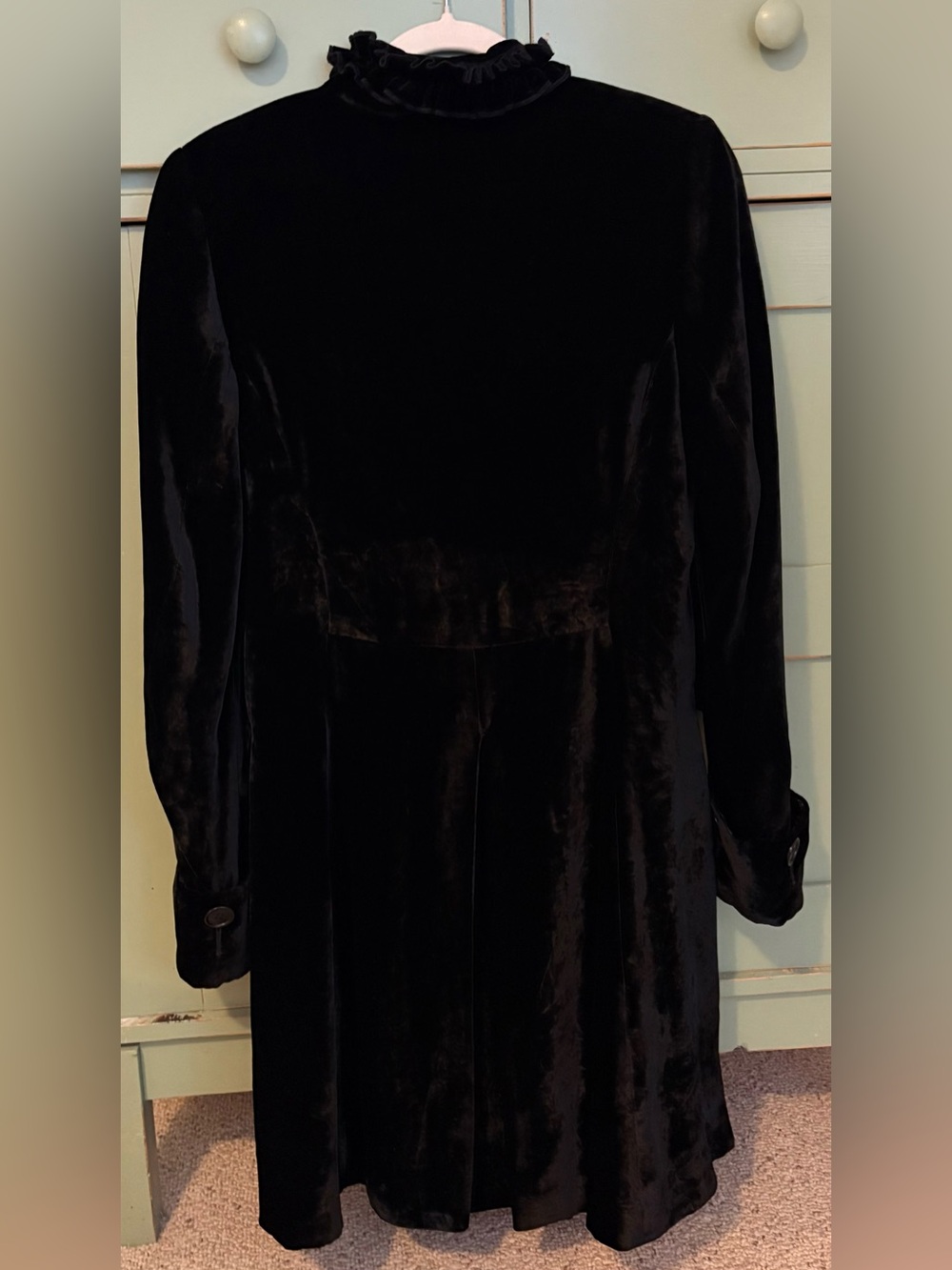 VINTAGE SCAPA Black Velvet Frock Coat Military Gothic Victorian Long Jacket(12) - Picture 4 of 16